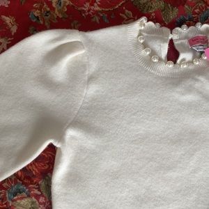 NEW! Kate Spade Cream Ivory Cashmere Wool blend Sweater sz xsmall Pearls